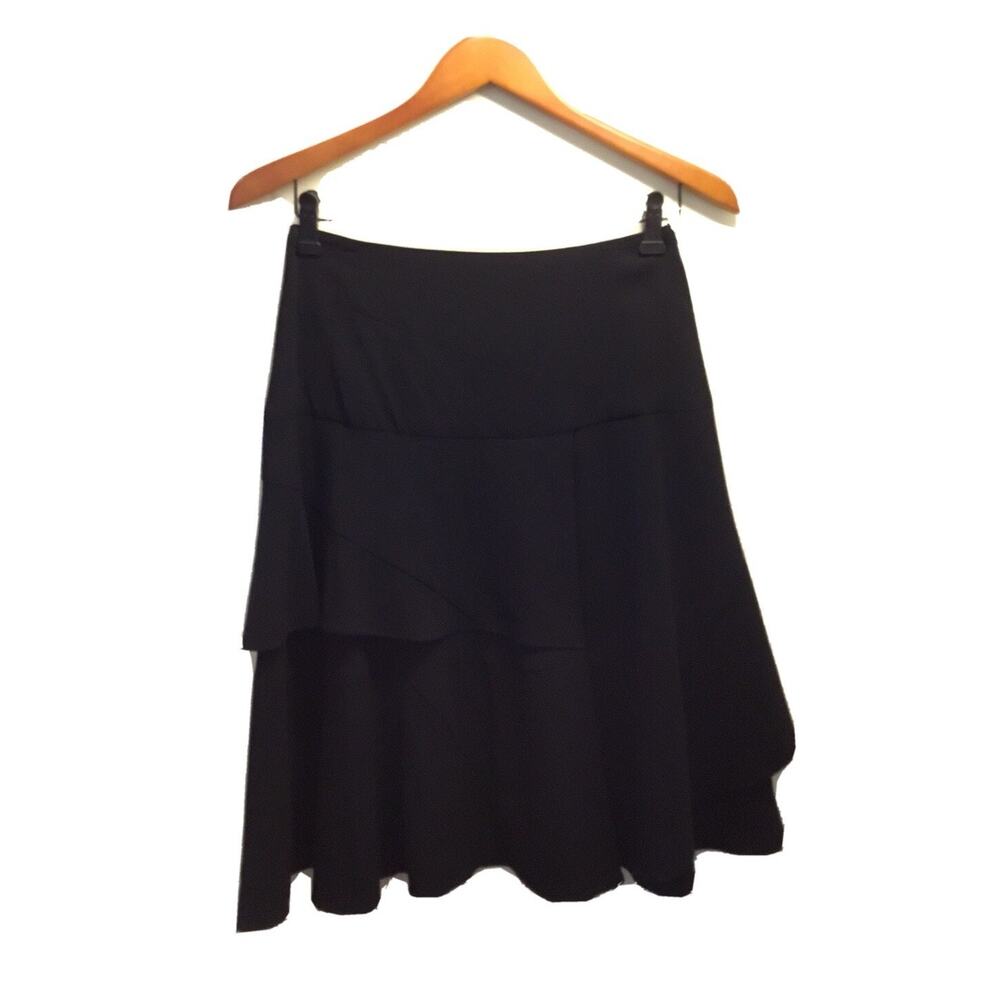 Morgane Le Fay Black Wool Asymmetrical Tiered Skirt